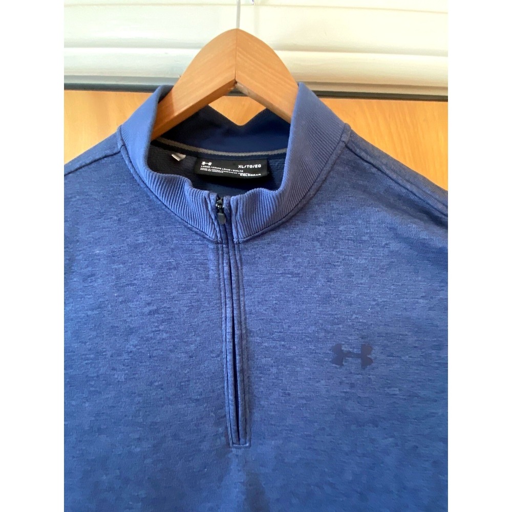 Under Armour Men's XL Blue ColdGear Heathered Quarter Zip Pullover‎ Sweater
